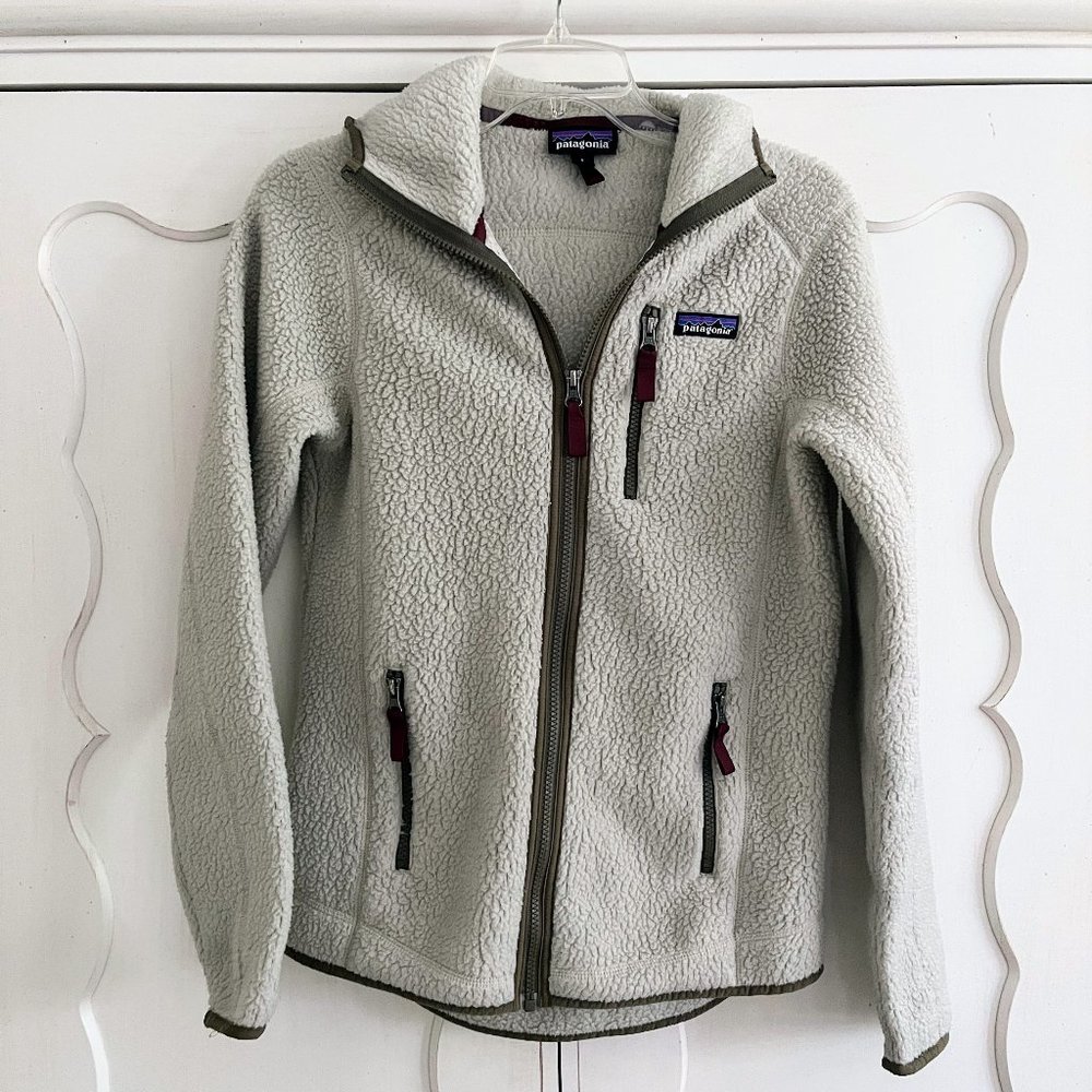 Patagonia retro pile nomad hooded fleece jacket ivory size small